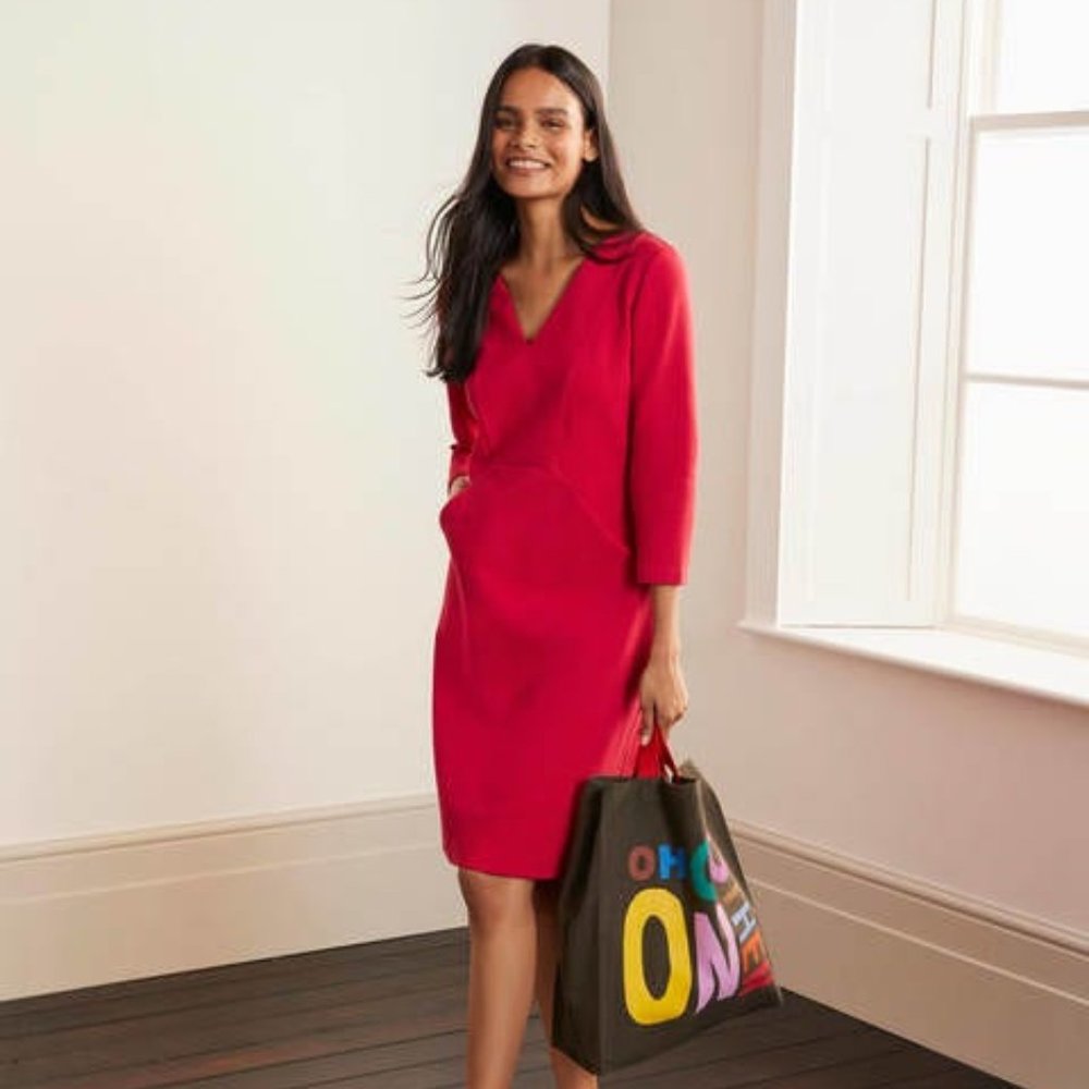 Boden Bronte Ottoman Dress 8 Red